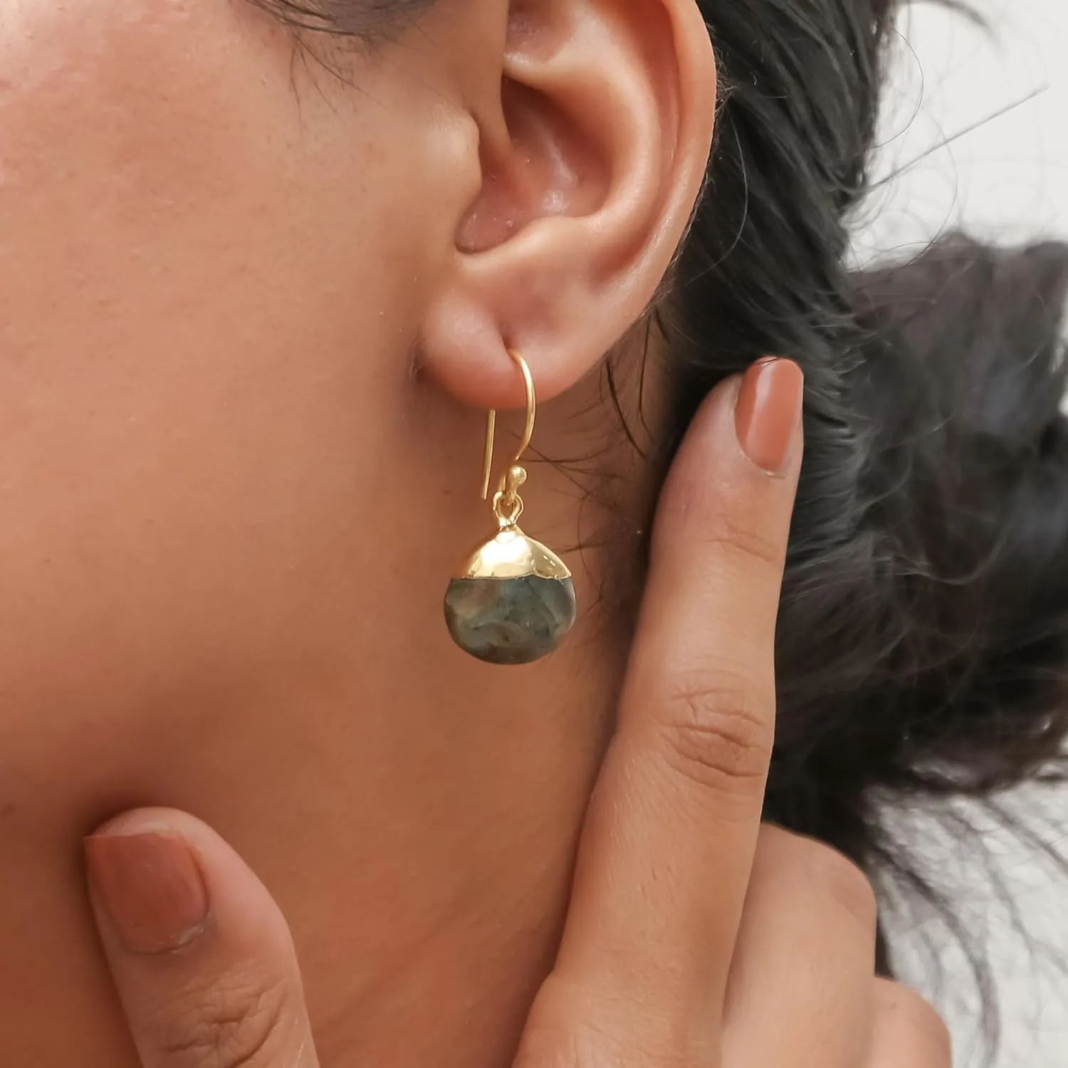 Gempires Natural Green Onyx Pear Dangle Earring Crystal Jewelry Handmade Boho Earring For Women Gemstone Jewelry (Green Onyx)