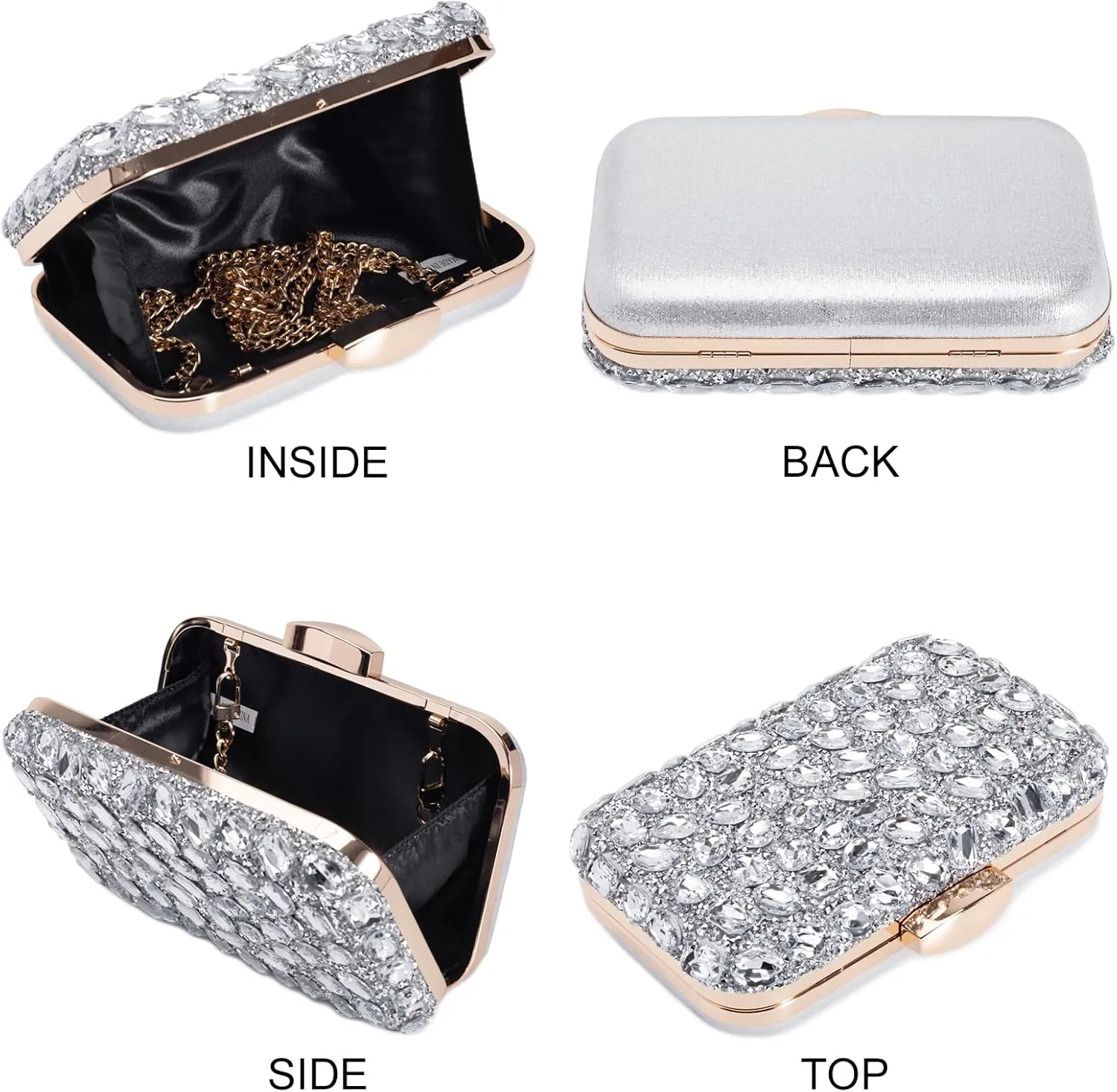 Gemstone Clutch Purses for Women Wedding Party, Rhinestone Purse Crystal Evening Bag for Women Evening