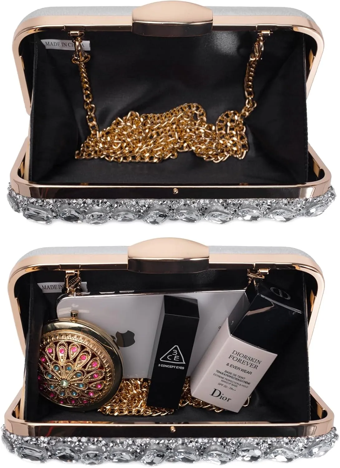 Gemstone Clutch Purses for Women Wedding Party, Rhinestone Purse Crystal Evening Bag for Women Evening