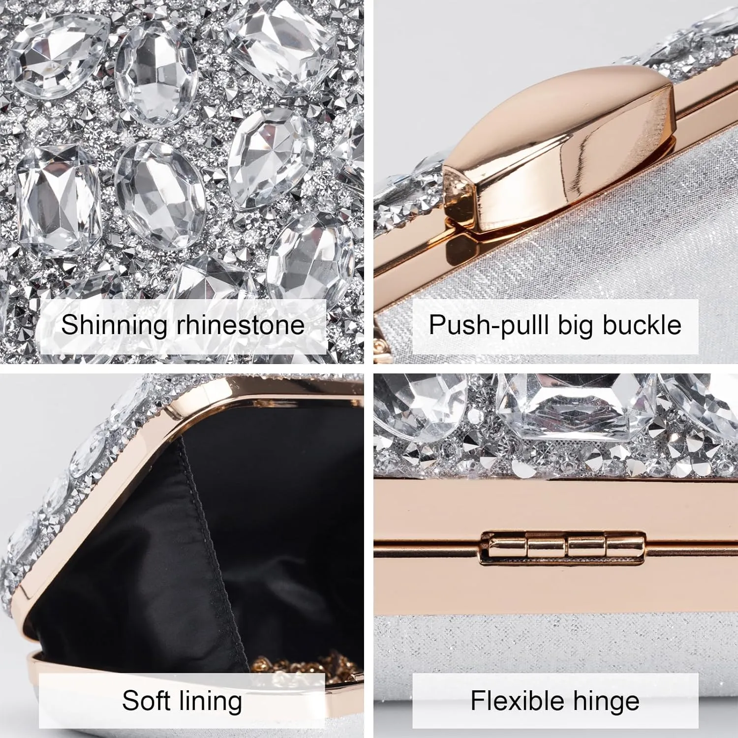 Gemstone Clutch Purses for Women Wedding Party, Rhinestone Purse Crystal Evening Bag for Women Evening