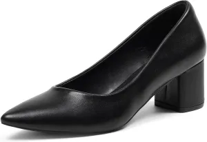 GENSHUO Women's Closed Toe Heels Low Chunky Block Dress Pumps Shoes Comfortable Slip On Pointed Toe Heel Work Wedding Office Evening Walking Party