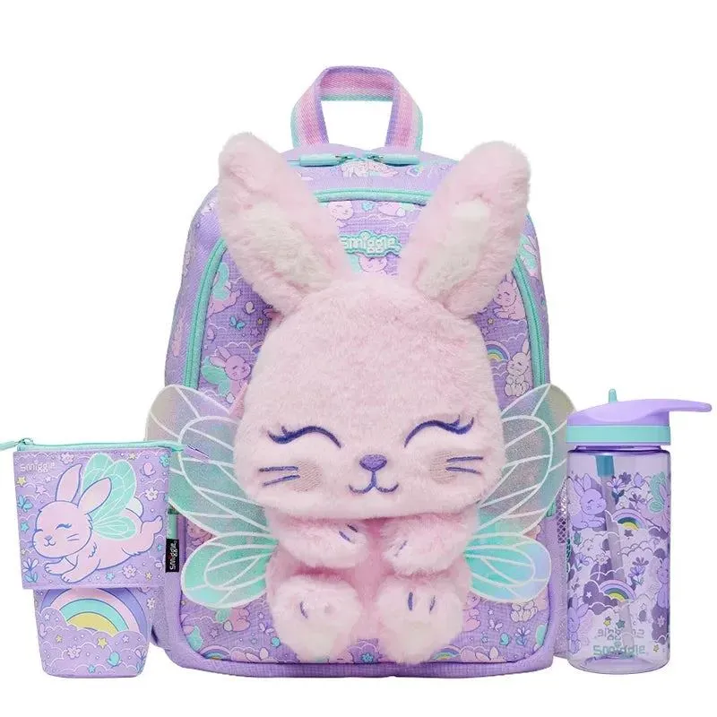 Genuine Australian Smiggle School Bag Purple Angel Rabbit Medium Children's Backpack Water Cup Retractable Pen Bag Student Gift