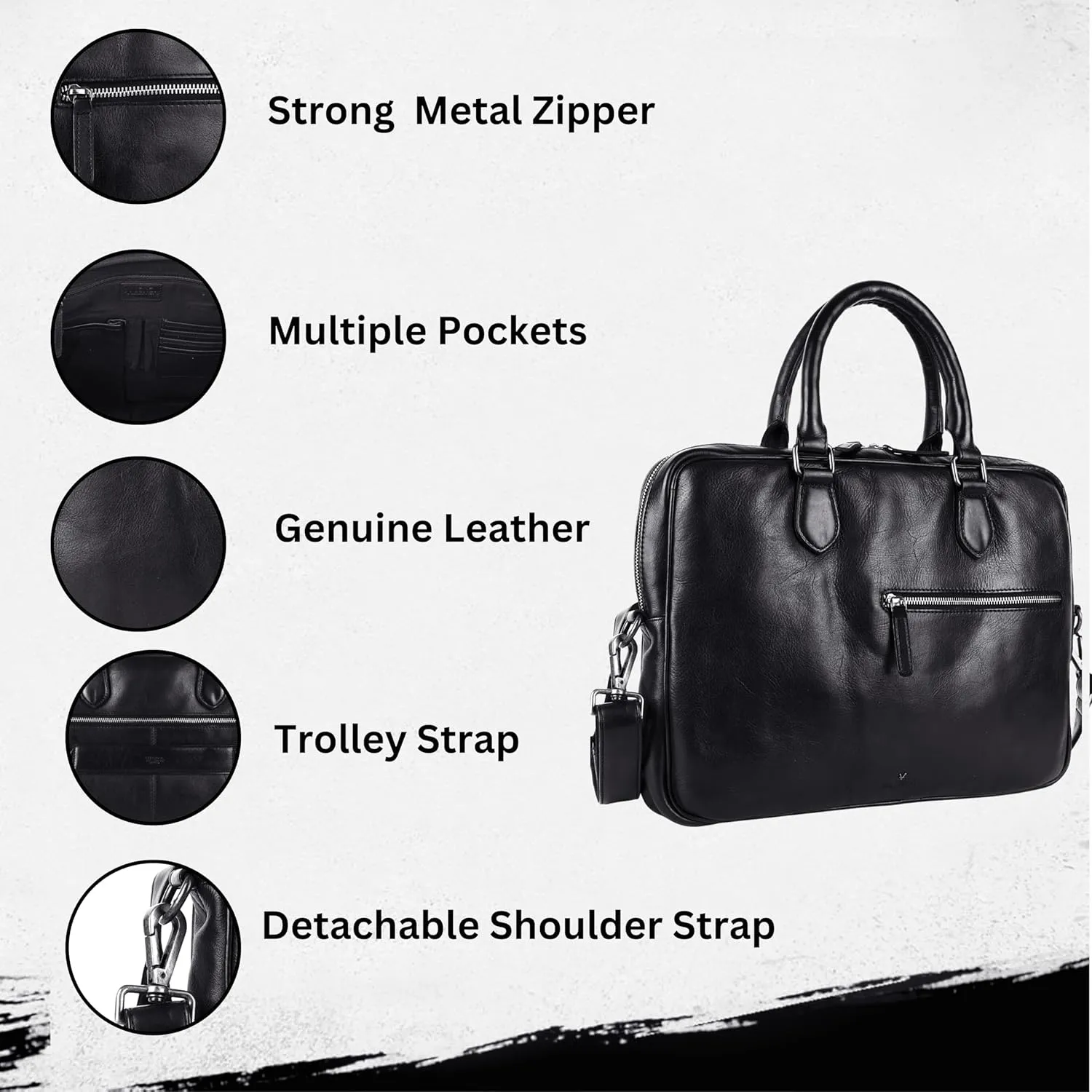 Genuine Italian Leather 14-Inch Laptop Messenger Bag for Men – Multifunctional Satchel Shoulder Bag with Detachable Strap