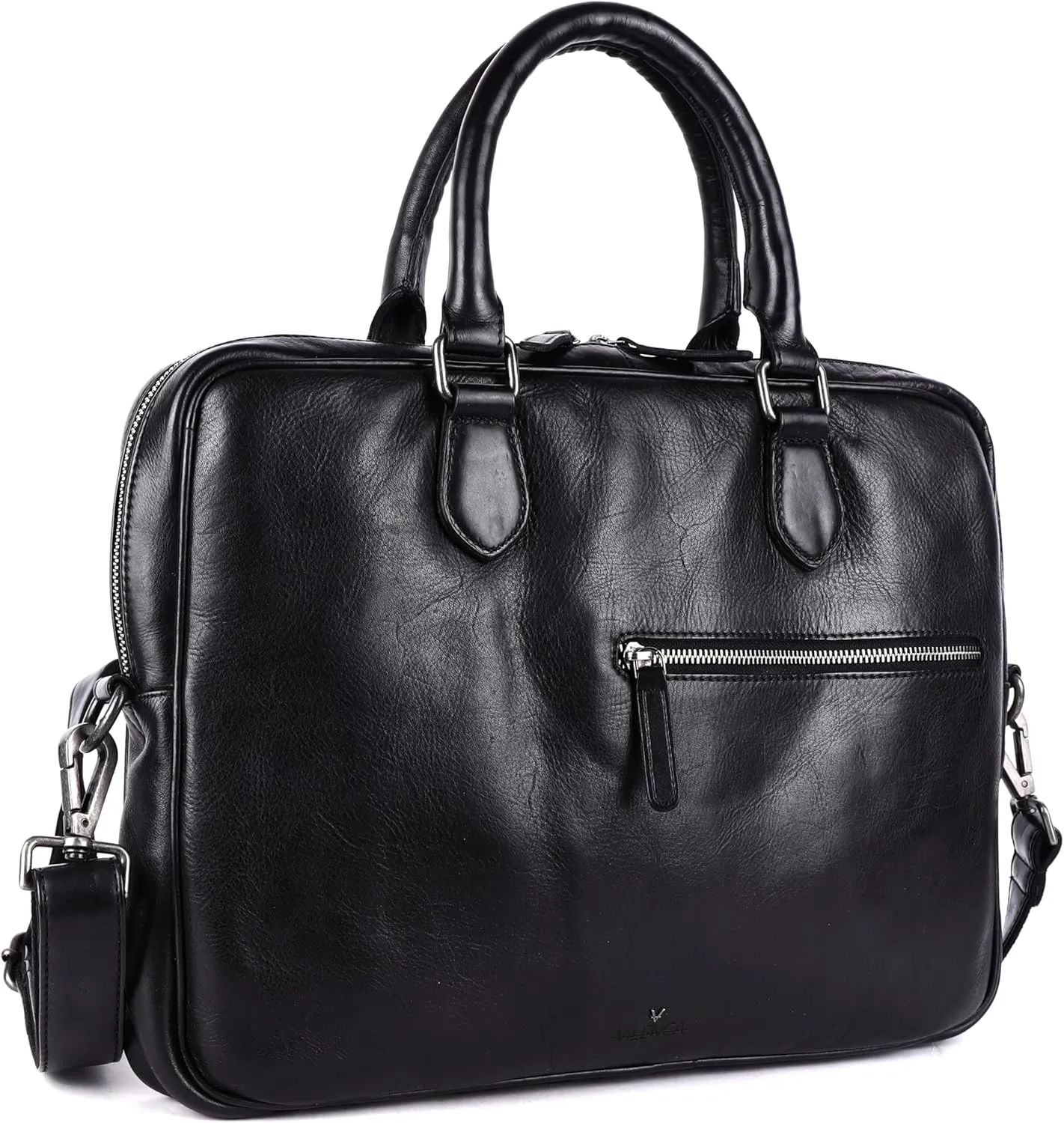 Genuine Italian Leather 14-Inch Laptop Messenger Bag for Men – Multifunctional Satchel Shoulder Bag with Detachable Strap