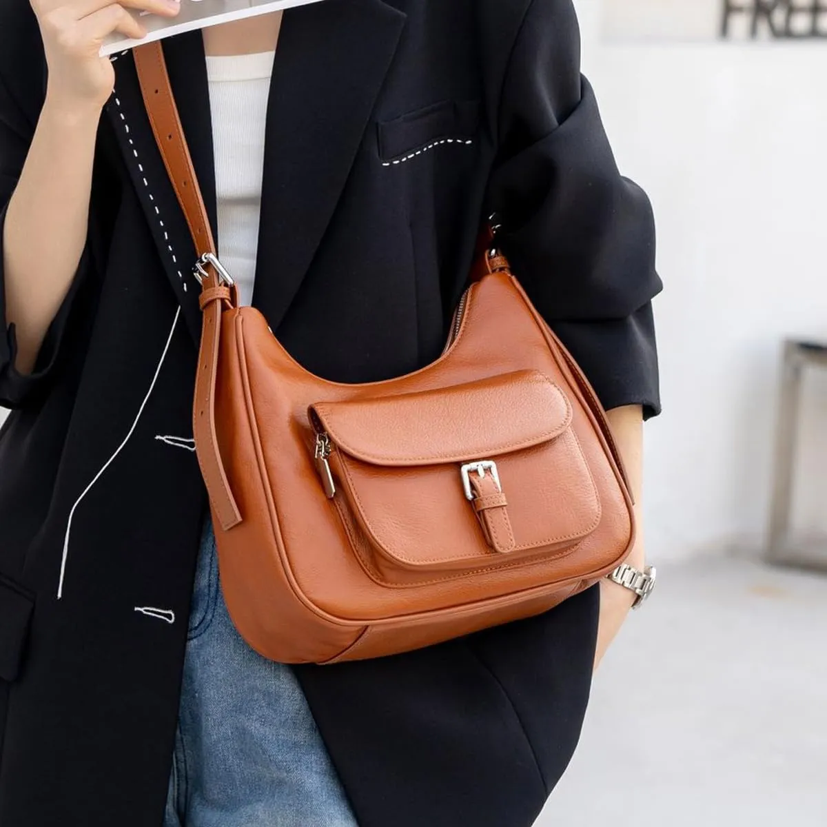 Genuine Leather Bags Shoulder Bag Crossbody Purse Ladies Classic Work Handbags for Women