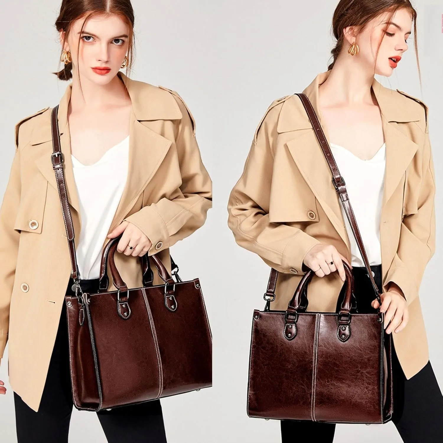 Genuine Leather Handbag for Women, Handmade Shopping Shoulder Bags for Women, Lightweight Hobo Bag