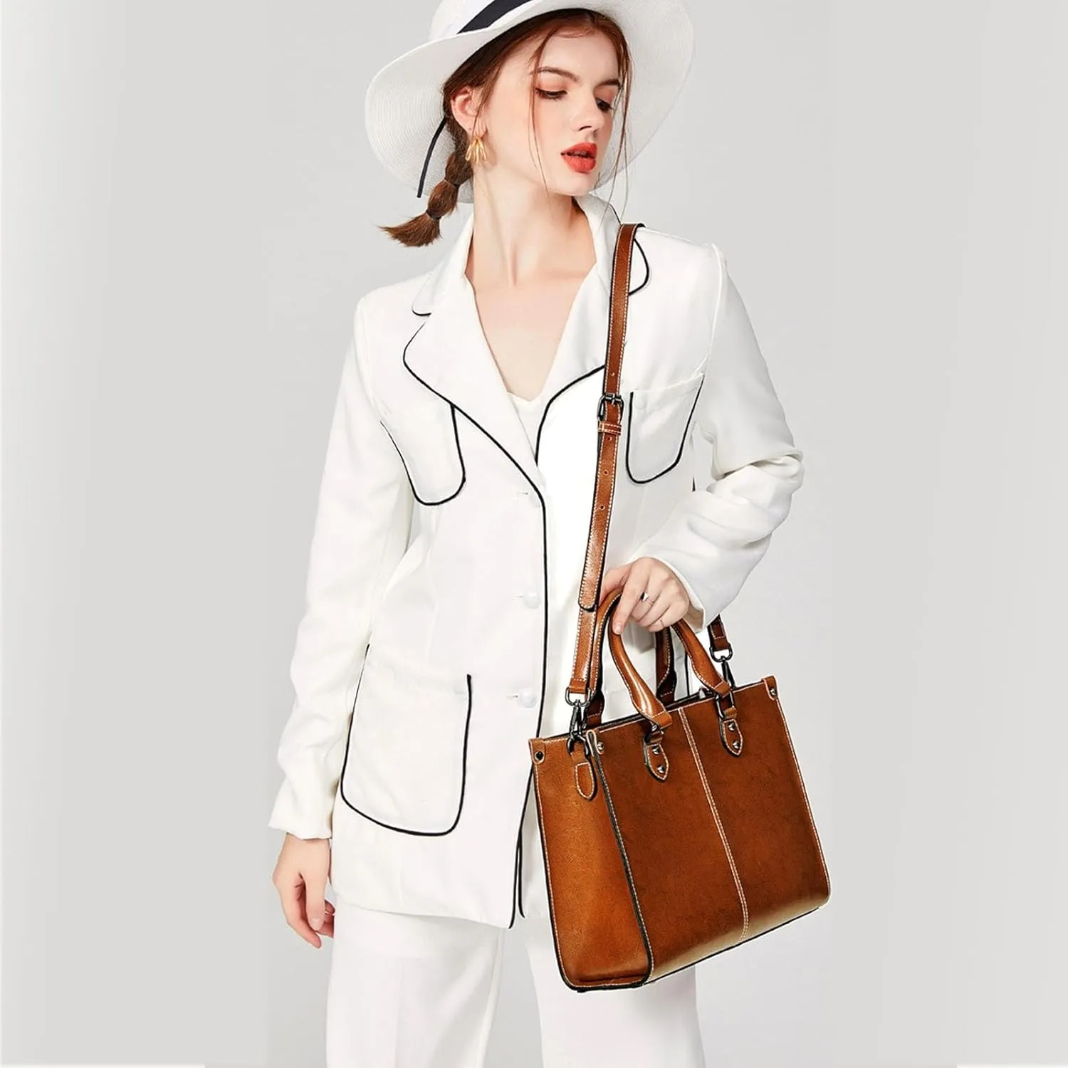Genuine Leather Handbag for Women, Handmade Shopping Shoulder Bags for Women, Lightweight Hobo Bag
