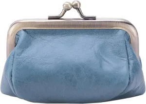 Genuine Leather Mini Vintage Coin Purse Kiss Lock change purse Cute Coin Purse Coin Organizer (Blue)