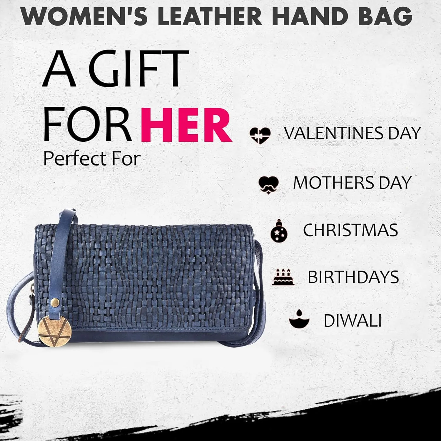 Genuine Leather Wallets for Women, Small Wallet for Ladies Zipper Coin Purse Credit Card Holder with Strap (VL-409-Navy)