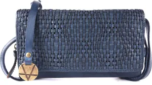 Genuine Leather Wallets for Women, Small Wallet for Ladies Zipper Coin Purse Credit Card Holder with Strap (VL-409-Navy)