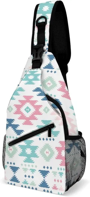 Geometric Ethnic Tribal Sling Backpack, Crossbody Shoulder Bag, Chest Bags for Outdoor Travel Fitness