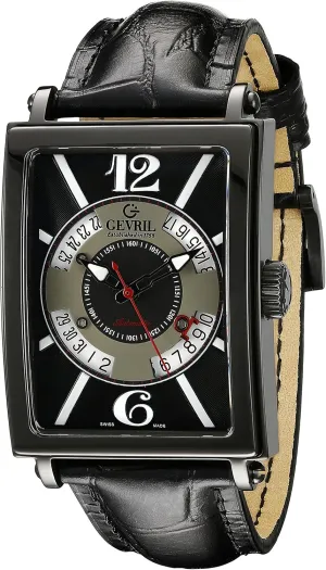 Gevril Men's 5050 Avenue of Americas Analog Display Swiss Automatic Self Wind Black Date Watch