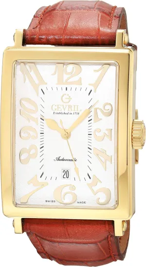 Gevril Men's Ave of Americas Swiss Automatic Watch, Genuine Handmade Italian Leather Strap