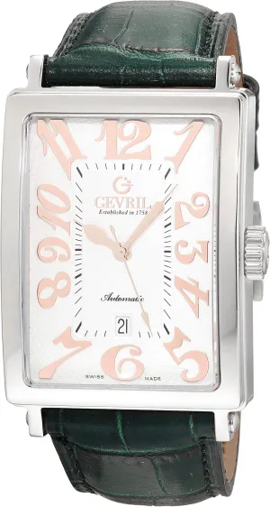 Gevril Men's Ave of Americas Swiss Automatic Watch, Genuine Handmade Italian Leather Strap