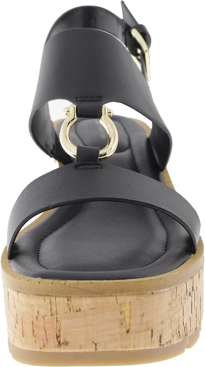 Giani Bernini Womens Harper Faux Leather Open Toe Wedge Sandals