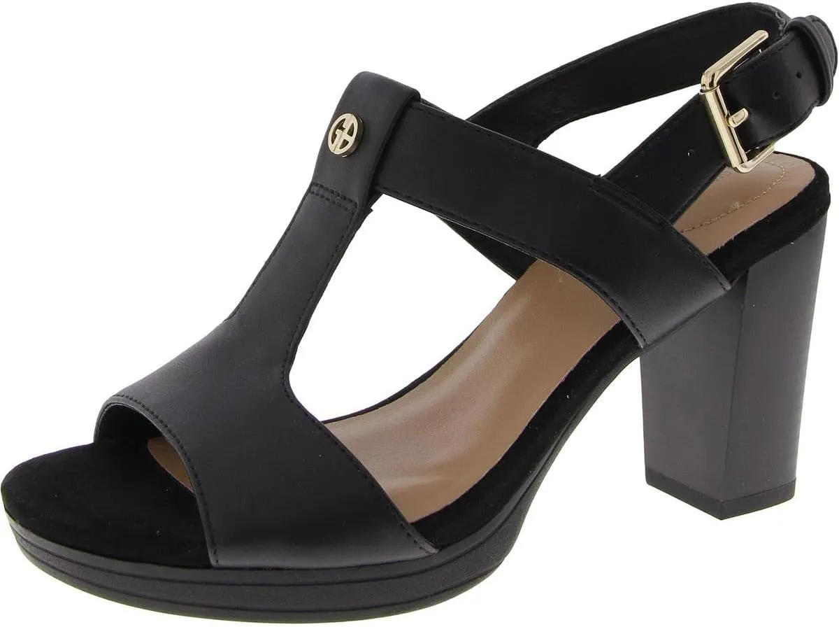 Giani Bernini Womens Paulette Faux Leather Buckle Slingback Sandals