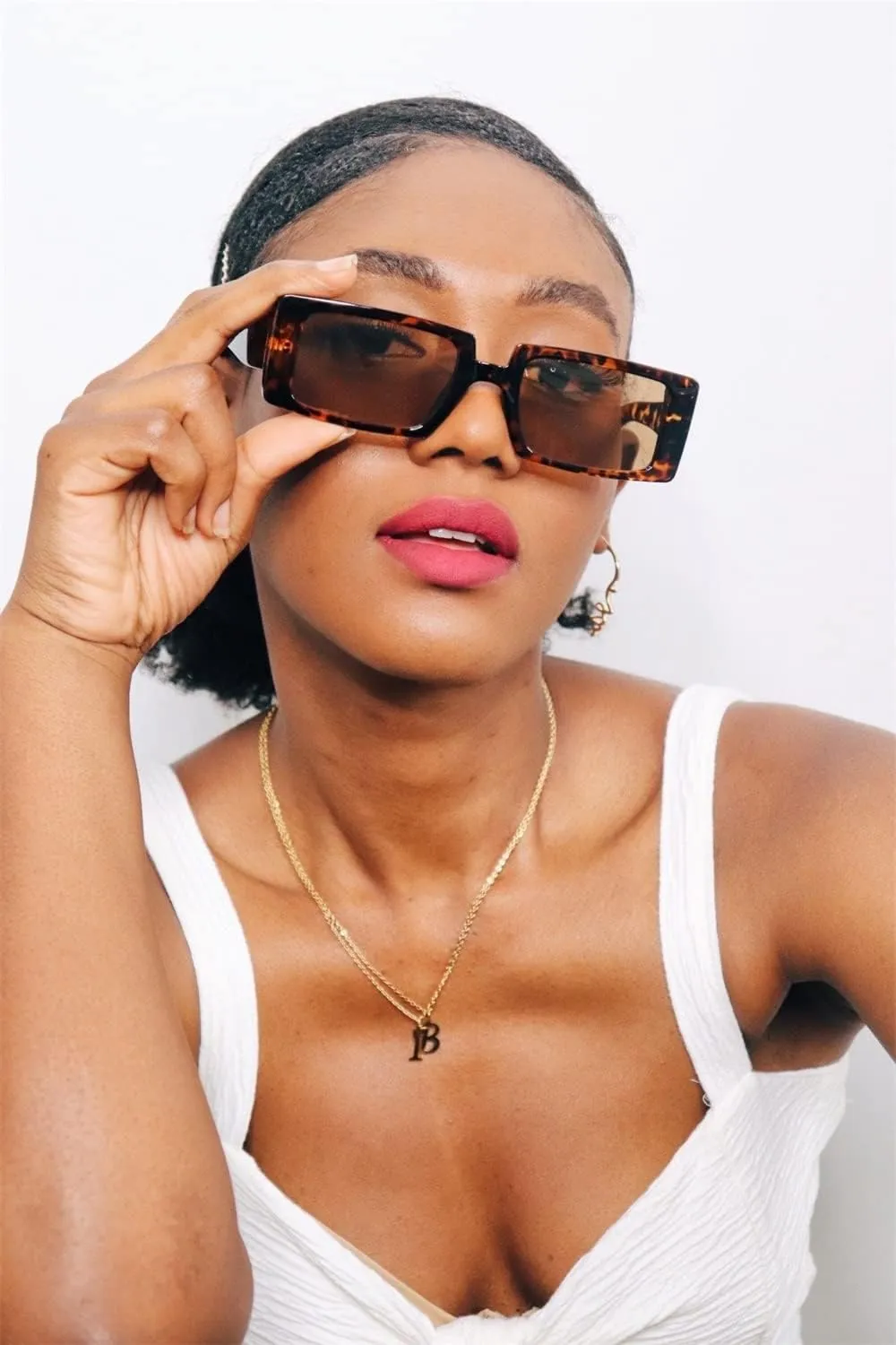 GIFIORE Trendy Rectangle Sunglasses Retro Cool 90s Vintage Fashion Narrow Square Frame Sun Glasses UV400 Protection