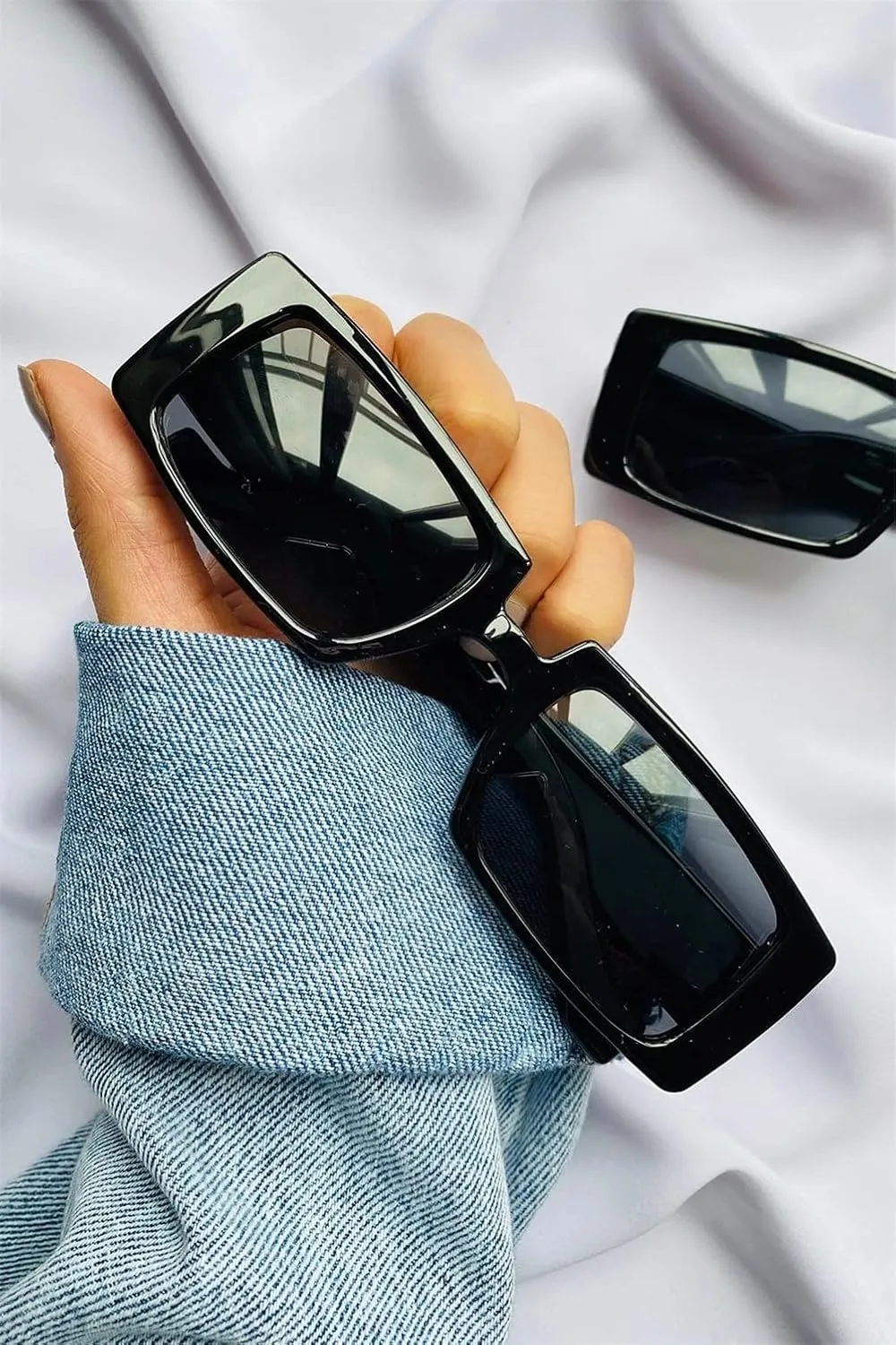 GIFIORE Trendy Rectangle Sunglasses Retro Cool 90s Vintage Fashion Narrow Square Frame Sun Glasses UV400 Protection
