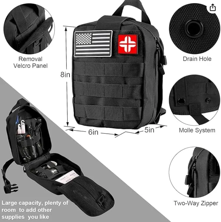 Gift for Father's Day Men Dad Husband,142 Pcs Survival Kit and First Aid Kit, Professional Emergency Kits Survival Gear and Equipment with Molle Pouch, Camping Outdoor Adventures