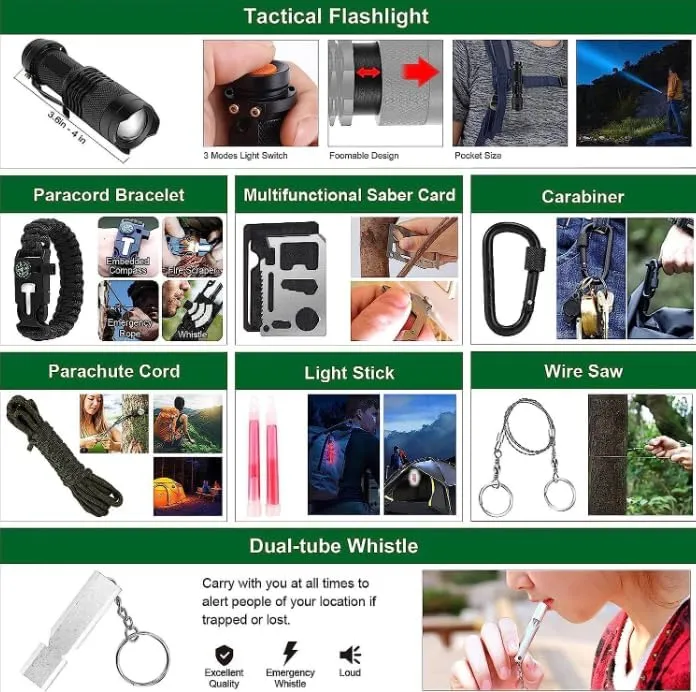 Gift for Father's Day Men Dad Husband,142 Pcs Survival Kit and First Aid Kit, Professional Emergency Kits Survival Gear and Equipment with Molle Pouch, Camping Outdoor Adventures