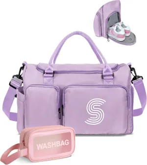 Gifts Teen Girl Gift, Initial Travel Duffel Bag, Duffel Bags, Personalized Weekender bags, Lilac purple-S