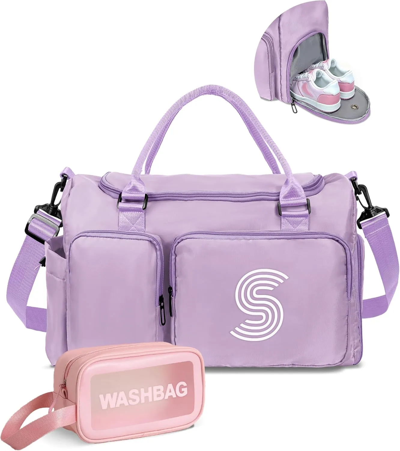 Gifts Teen Girl Gift, Initial Travel Duffel Bag, Duffel Bags, Personalized Weekender bags, Lilac purple-S