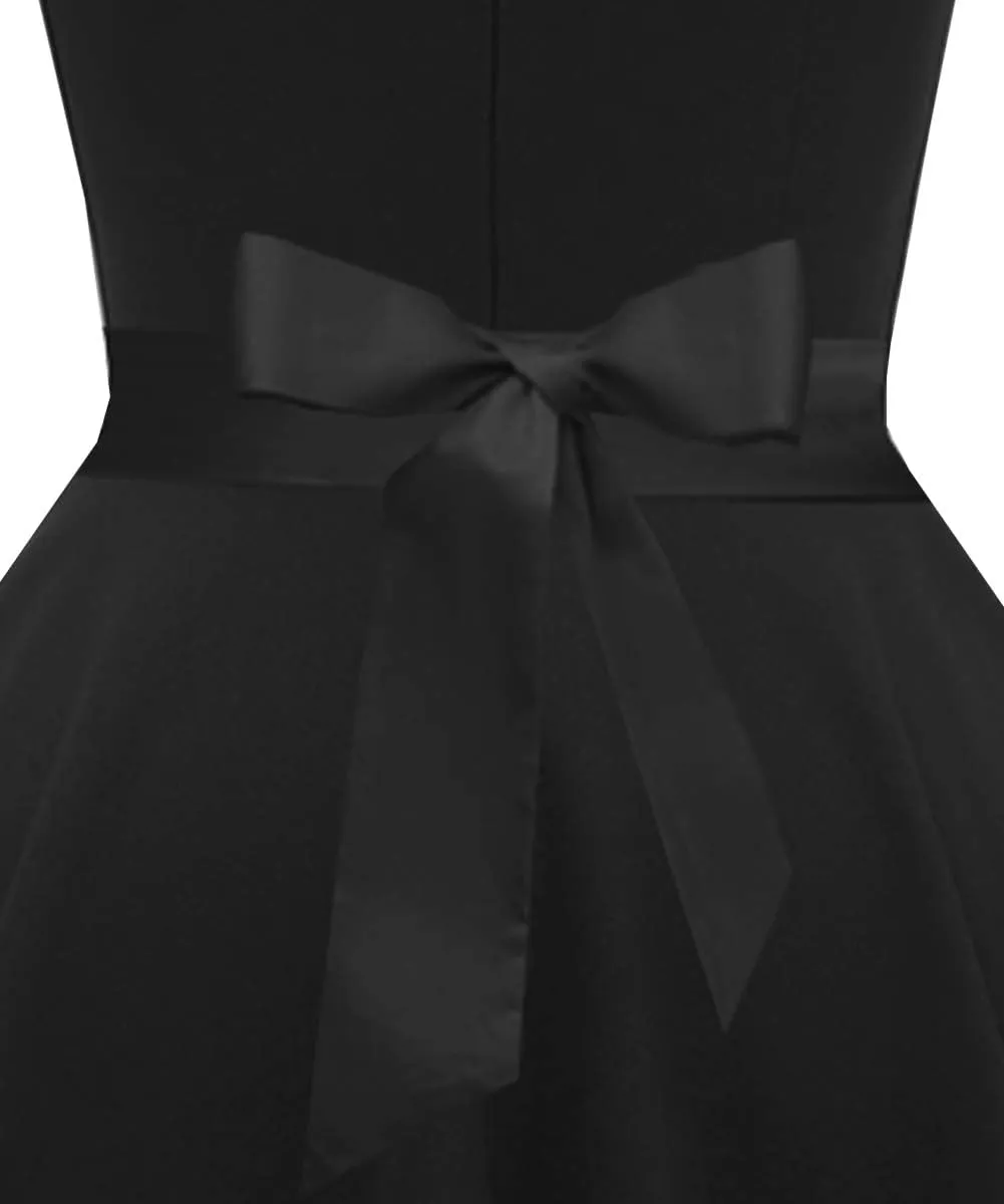 Girstunm Women's Classic Tea Dress Short Sleeve Swing Cocktail Party Dresses with Pockets