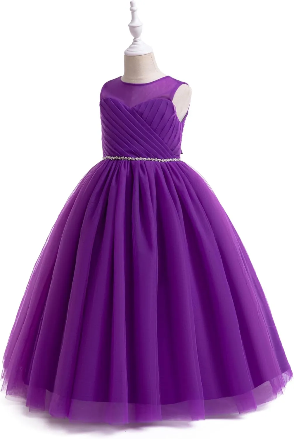Glamulice Flower Girl Wedding Dress Tulle Long A Line Holiday Birthday Party Ball Gown Girls Formal Pageant Maxi Dresses
