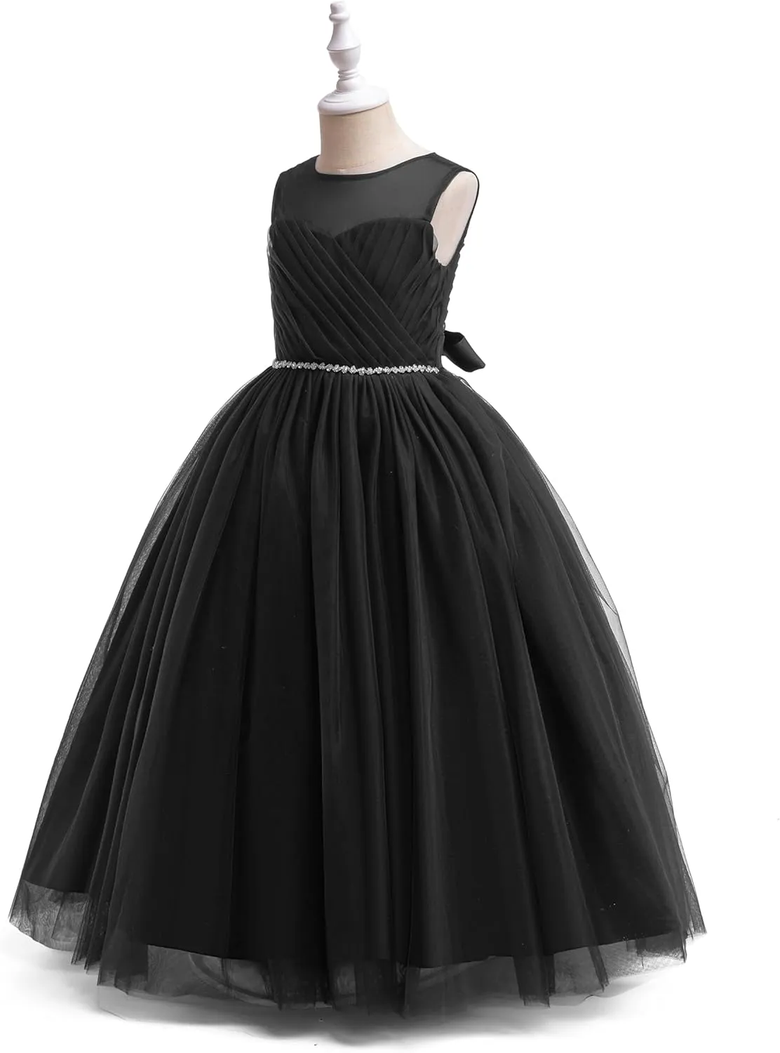 Glamulice Flower Girl Wedding Dress Tulle Long A Line Holiday Birthday Party Ball Gown Girls Formal Pageant Maxi Dresses