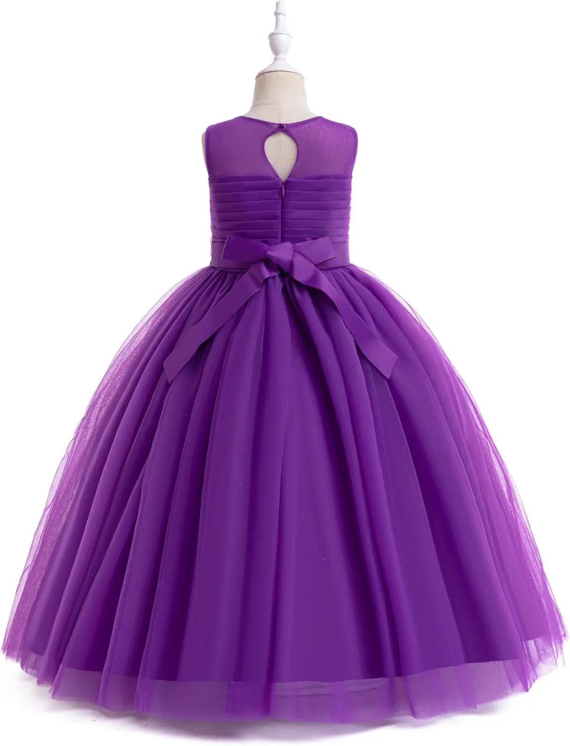 Glamulice Flower Girl Wedding Dress Tulle Long A Line Holiday Birthday Party Ball Gown Girls Formal Pageant Maxi Dresses
