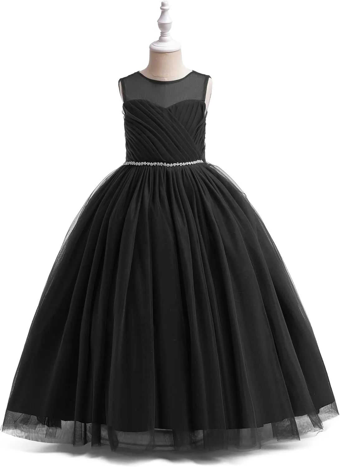 Glamulice Flower Girl Wedding Dress Tulle Long A Line Holiday Birthday Party Ball Gown Girls Formal Pageant Maxi Dresses