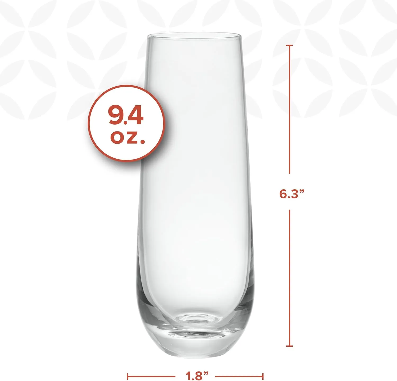 GLING [9.4 oz. - Set of 8 Stemless Champagne Glasses, Flute Crystal Glass Cups, Cocktail Glass Set - Great for Parties, Weddings and All Occasions