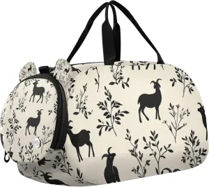 Goats and Plants Duffle Bag for Kids Girls Boys, Sports Gym Bag with Shoe Compartments, Kids Travel Overnight Weekender Shoulder Bag