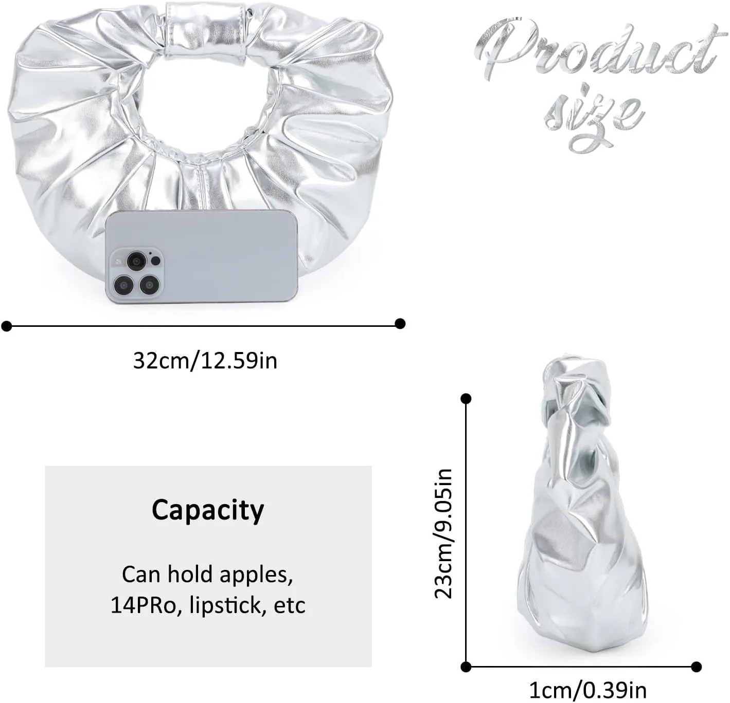 GOKTOW Knotted Purse Clutch for Women, PU Leather Pleated Designer Handbag for Party Prom Wedding