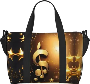 Gold Musical Note with Fallen Shiny Star Versatile Personal Item Travel Bags for Women - Spacious Duffel Bags for Traveling, Gym Bags for Men