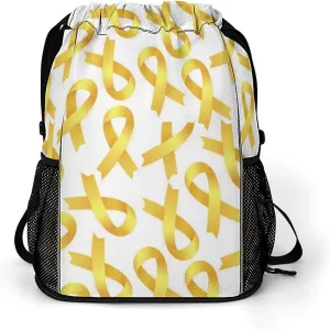 Gold Ribbon to Childhood Cancer Awareness Gym Bag Workout Gym Backpack with Shoe Compartment Sports Bags for Women Men