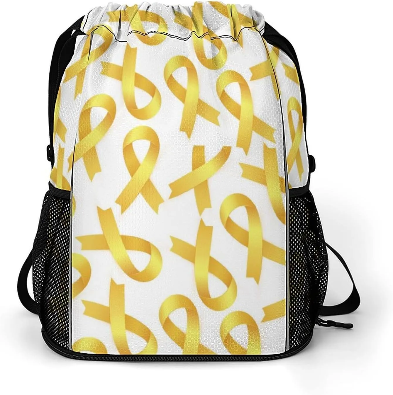 Gold Ribbon to Childhood Cancer Awareness Gym Bag Workout Gym Backpack with Shoe Compartment Sports Bags for Women Men