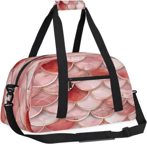 Golden Fish Scale Kids Overnighter Duffel Bags for Boys, Carry-On Size Sports Gym Bag with Front Zipper Pocket for School Practice or Overnight Travel Weekender Sleepover Tote Bag