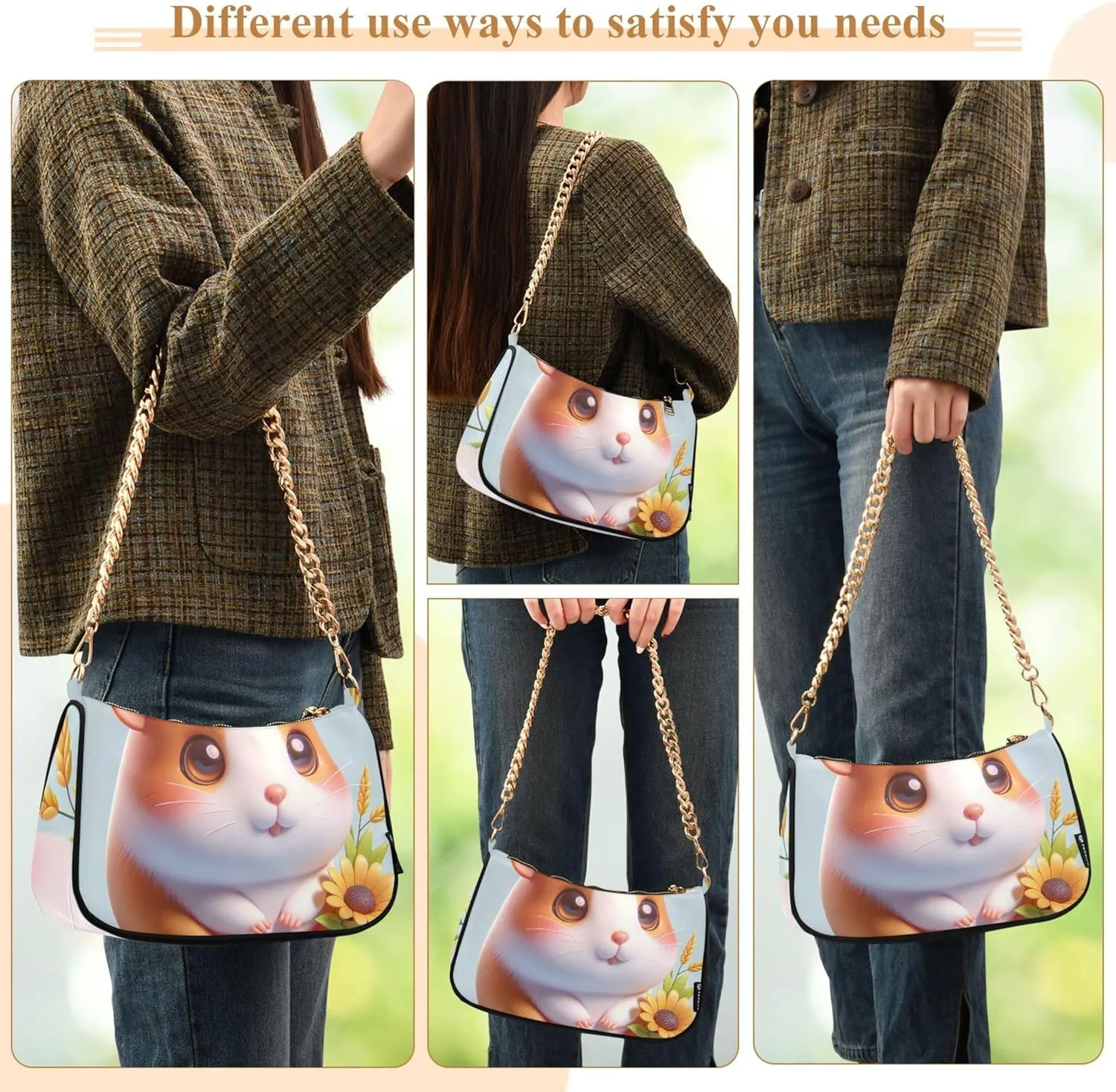Graffiti Painting Abstract Chain Purse Hobo Clutch Bag Women's Designer Inspire Handbags Shoulder Strap