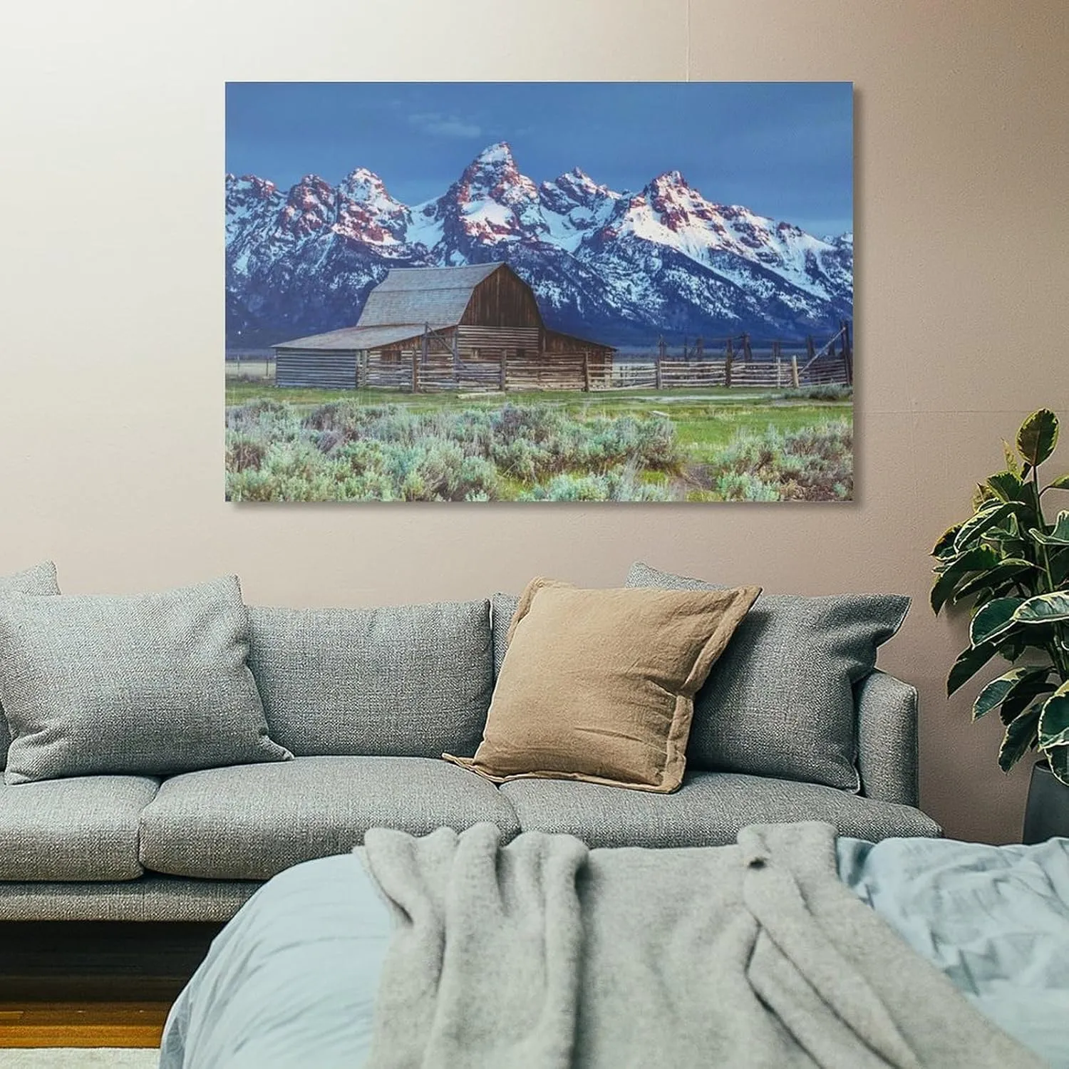 Grand Teton National Park, Jackson Hole Wyoming, Moulton Barn Natural Landscape Still Life Prints Canvas Wall Art Posters Room Aesthetics And Decor Home Modern Living Room Decor Gifts12x18inch(30x45cm