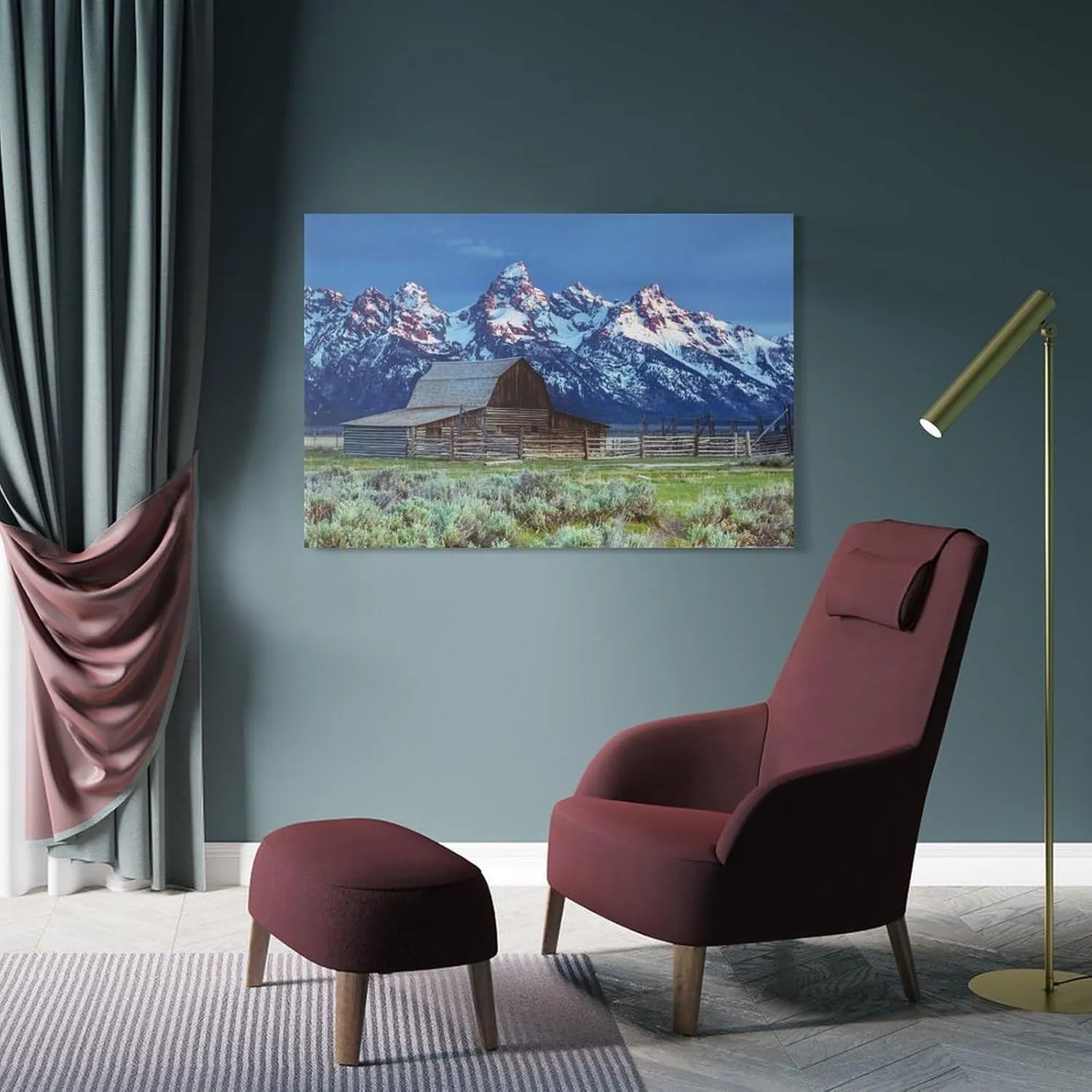Grand Teton National Park, Jackson Hole Wyoming, Moulton Barn Natural Landscape Still Life Prints Canvas Wall Art Posters Room Aesthetics And Decor Home Modern Living Room Decor Gifts12x18inch(30x45cm