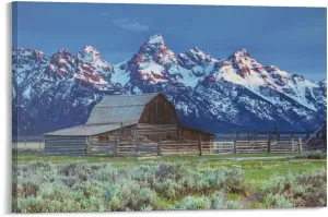 Grand Teton National Park, Jackson Hole Wyoming, Moulton Barn Natural Landscape Still Life Prints Canvas Wall Art Posters Room Aesthetics And Decor Home Modern Living Room Decor Gifts12x18inch(30x45cm