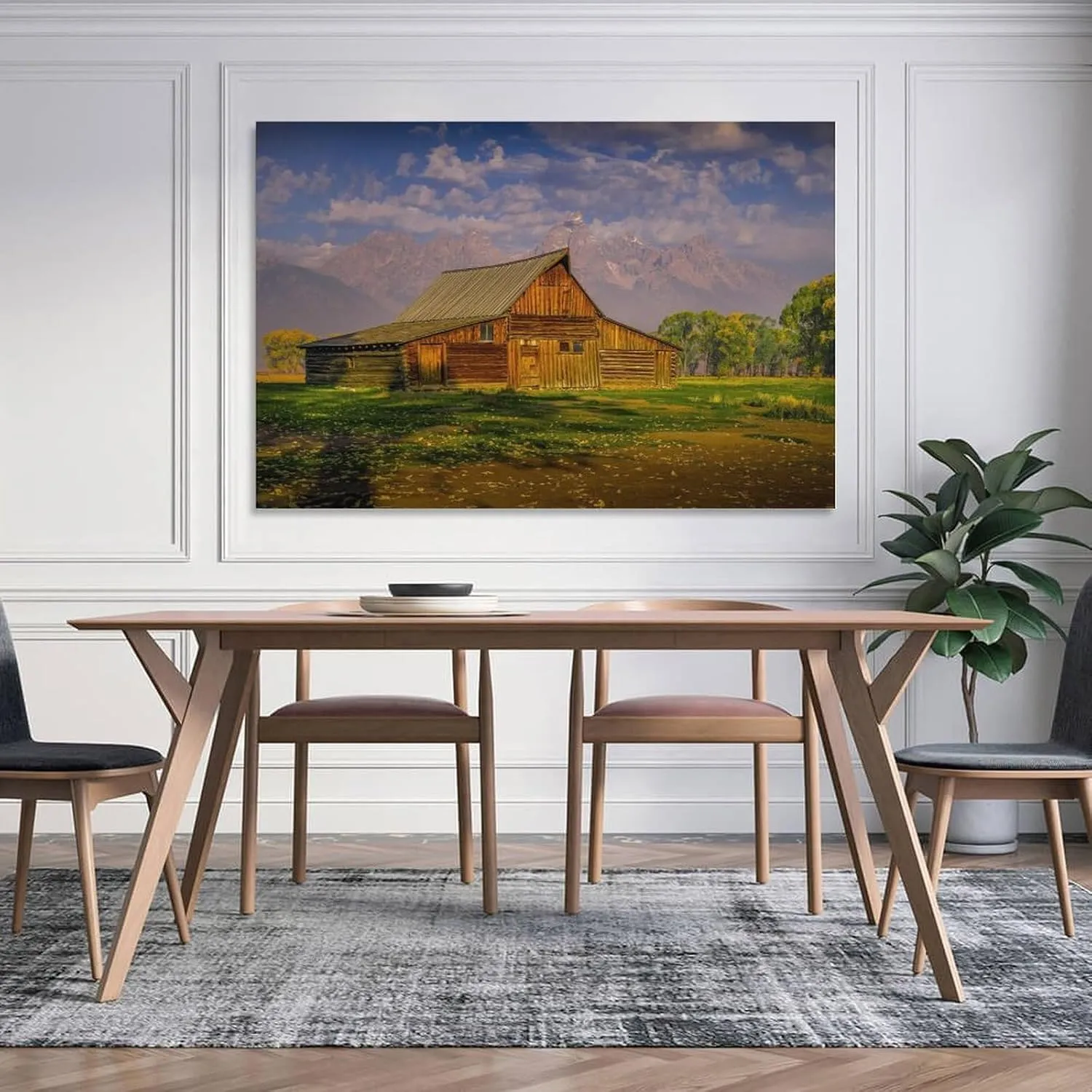 Grand Tetons Rustic Moulton Barn Natural Landscape Still Life Prints Canvas Wall Art Posters Room Aesthetics And Decor Home Modern Living Room Decor Gifts16x24inch(40x60cm)