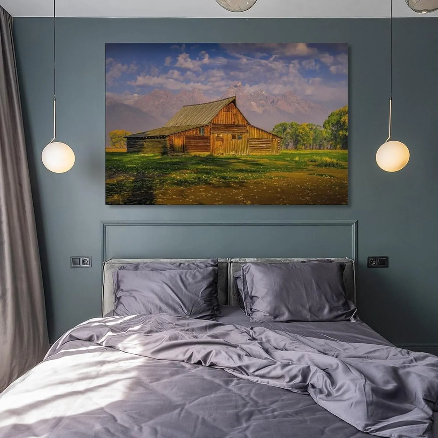 Grand Tetons Rustic Moulton Barn Natural Landscape Still Life Prints Canvas Wall Art Posters Room Aesthetics And Decor Home Modern Living Room Decor Gifts16x24inch(40x60cm)