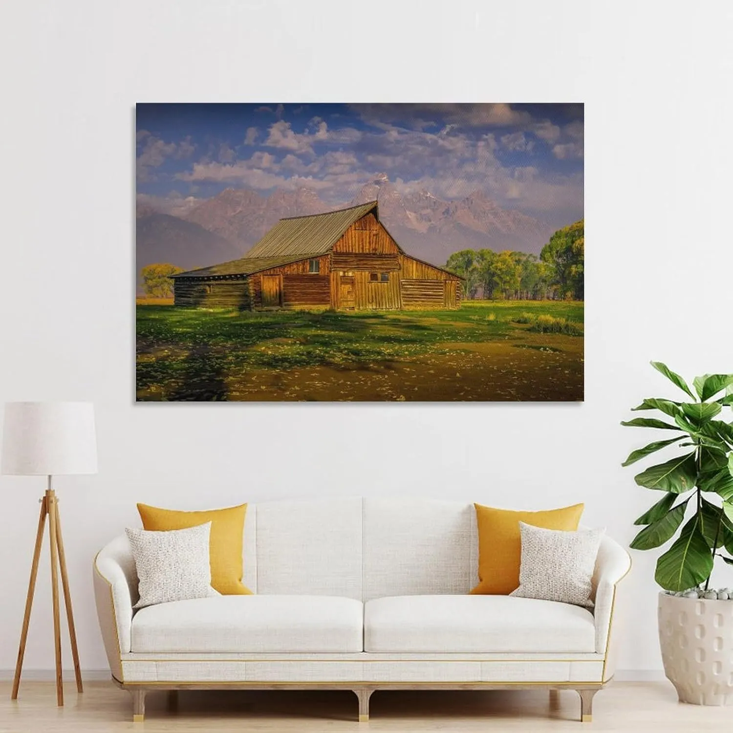 Grand Tetons Rustic Moulton Barn Natural Landscape Still Life Prints Canvas Wall Art Posters Room Aesthetics And Decor Home Modern Living Room Decor Gifts16x24inch(40x60cm)