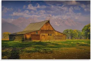 Grand Tetons Rustic Moulton Barn Natural Landscape Still Life Prints Canvas Wall Art Posters Room Aesthetics And Decor Home Modern Living Room Decor Gifts16x24inch(40x60cm)