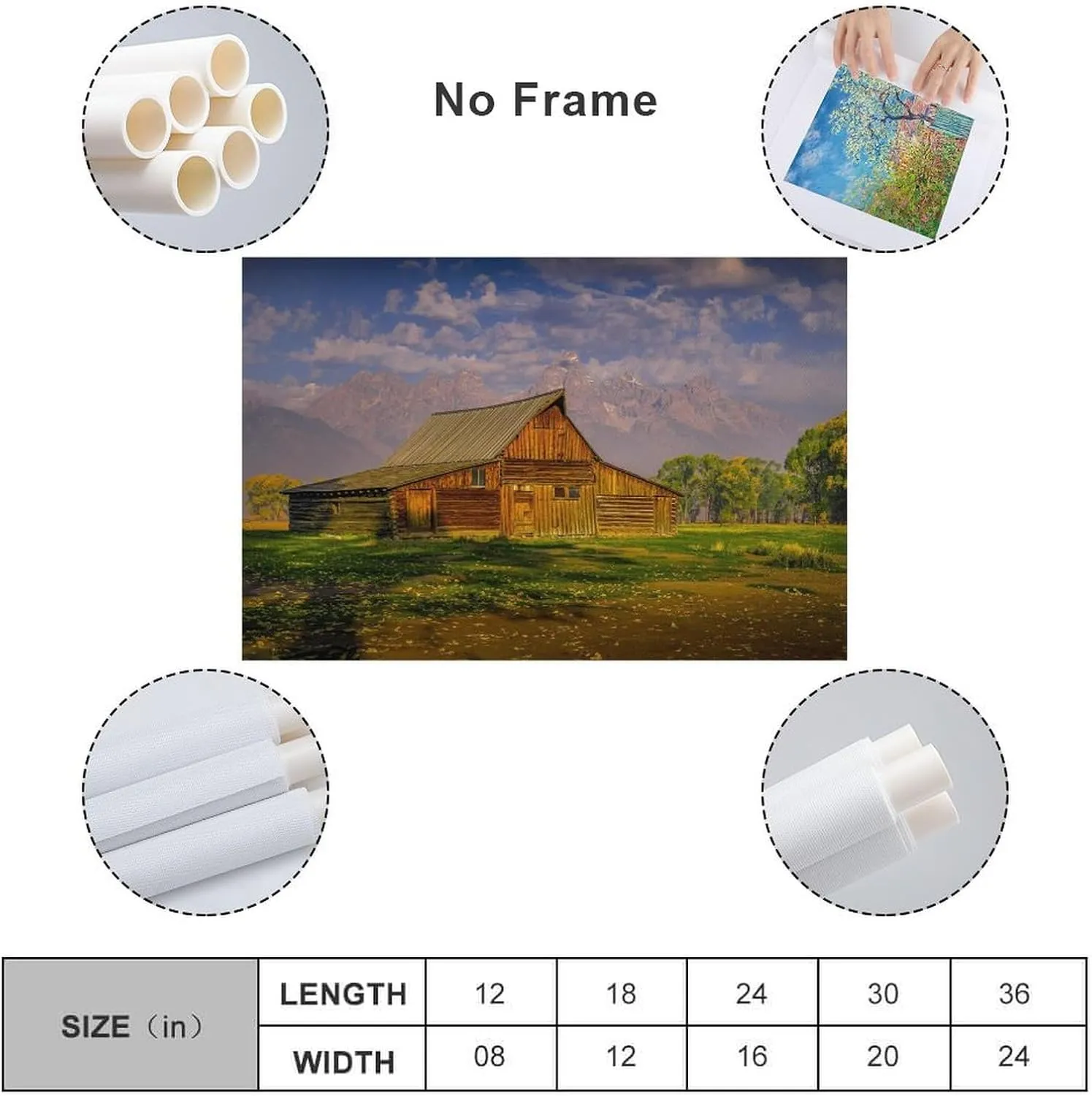 Grand Tetons Rustic Moulton Barn Natural Landscape Still Life Prints Canvas Wall Art Posters Room Aesthetics And Decor Home Modern Living Room Decor Gifts16x24inch(40x60cm)