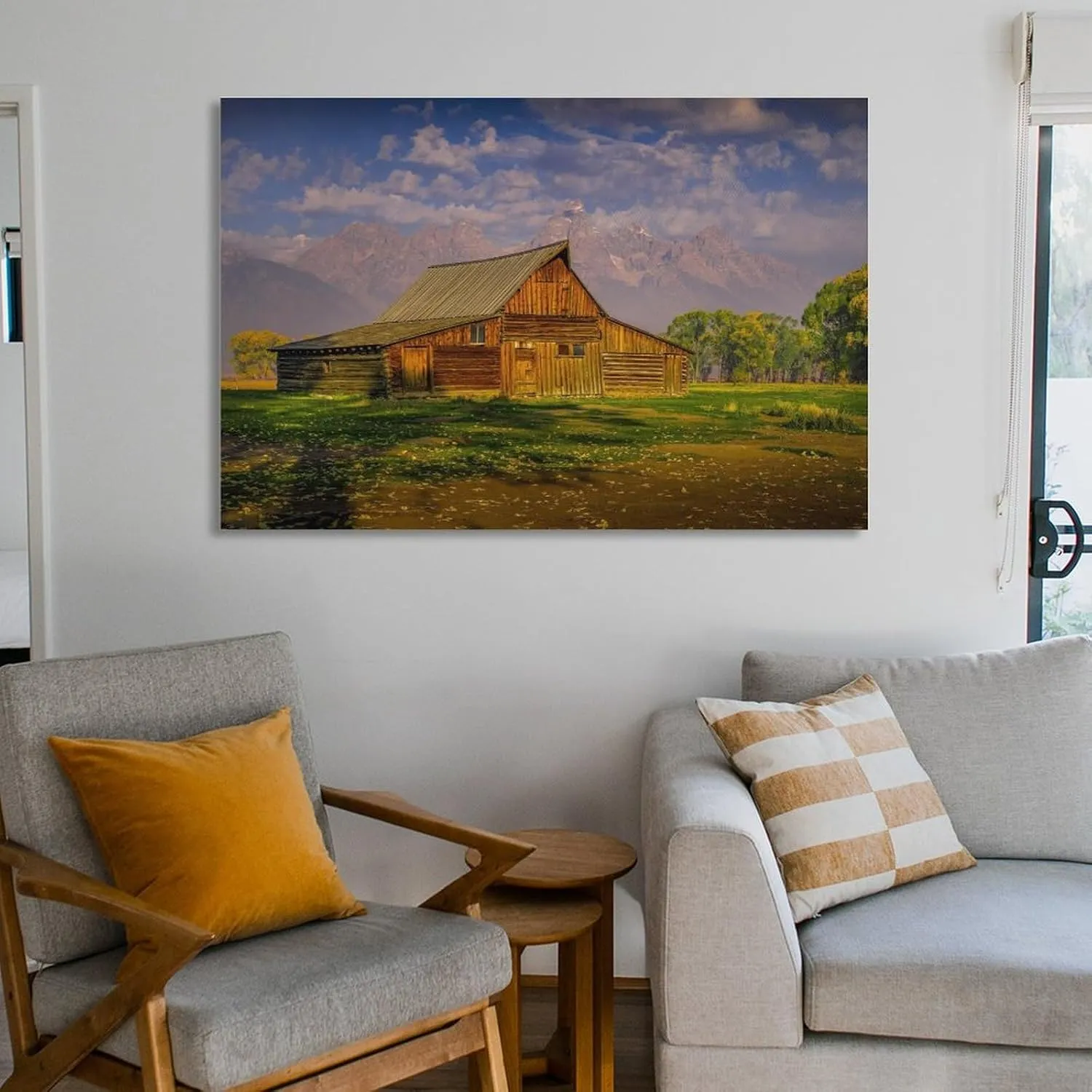 Grand Tetons Rustic Moulton Barn Natural Landscape Still Life Prints Canvas Wall Art Posters Room Aesthetics And Decor Home Modern Living Room Decor Gifts16x24inch(40x60cm)