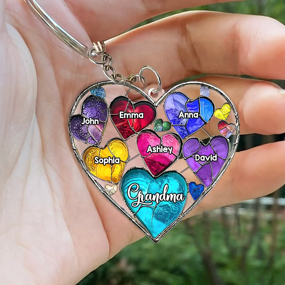 Grandma's Mom's Sweethearts - Personalized Grandma Keychain