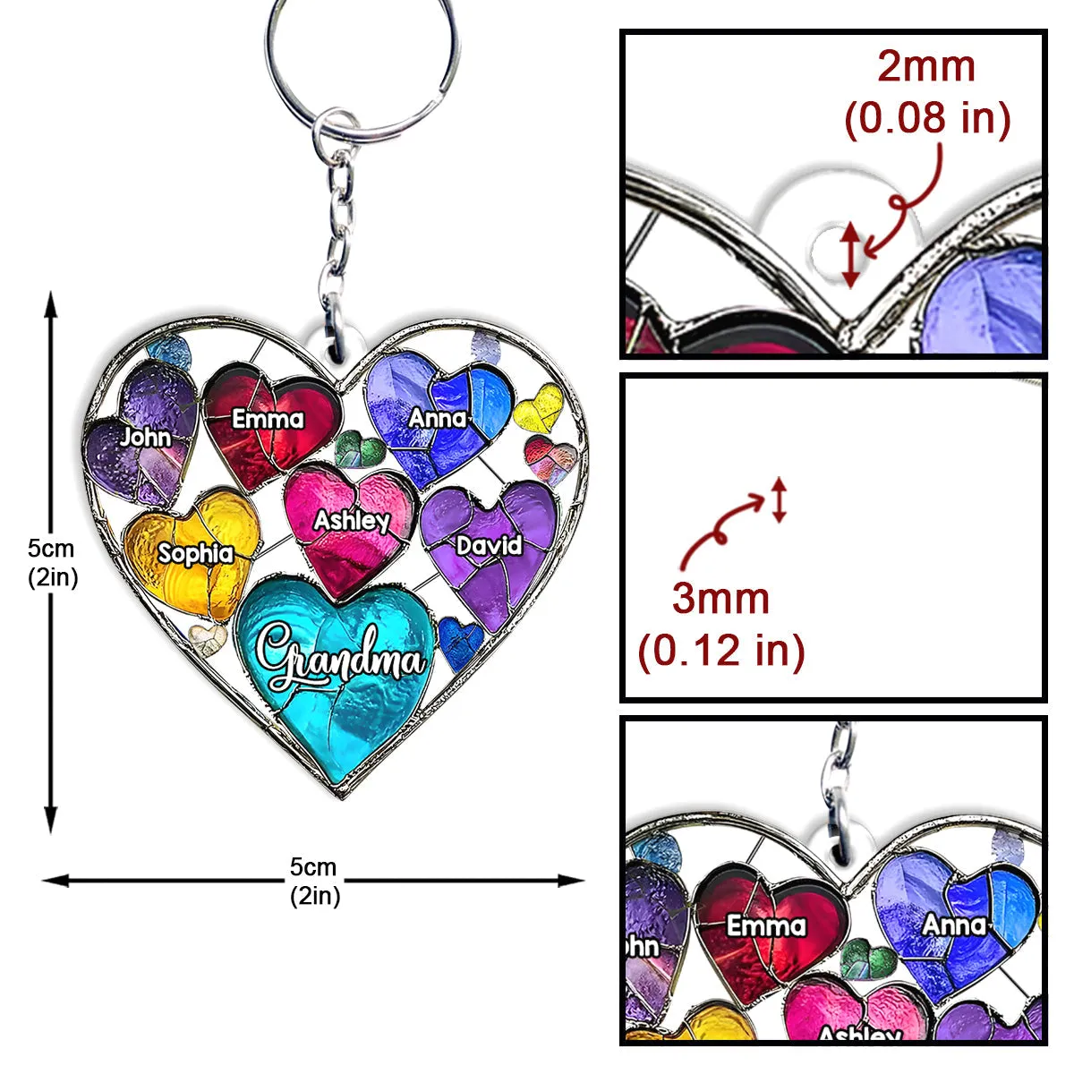 Grandma's Mom's Sweethearts - Personalized Grandma Keychain